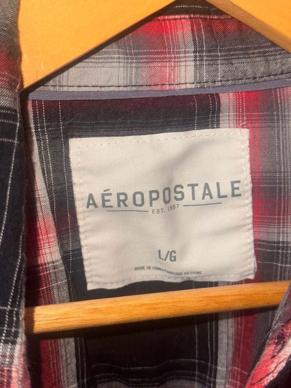 Aeropostale Men's Short Sleeve Plaid Western Pearl Snap Shirt - Picture 3 of 3